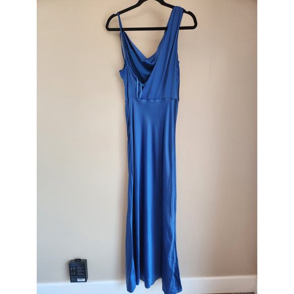 NWD Veronica Beard Sanderson Silk Satin Cowlneck Maxi Dress Gown Sz 8 Blue 2M455 - Picture 6 of 16
